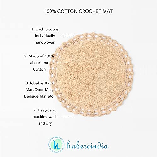 Habere India-All the Cultures Fabricating India - Crochet Bath Mat, Super Absorbent 100% Cotton & Quick Dry Bath Rug for Bathroom Floor Mats (Round, Beige_60 CM Round) 7 51+2bcPugML