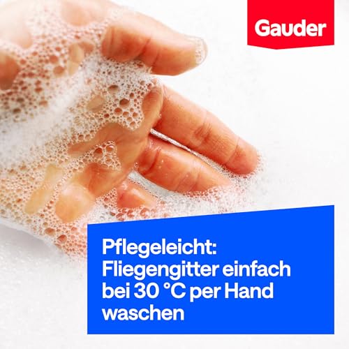 GAUDER Fliegengitter für bodentiefe Fenster - Insektenschutz ohne Bohren - Fliegengitter mit Klettband - Fliegennetz aus Polyester - Mückennetz & Moskitonetz für Fenster & Tür (150 x 250 cm - schwarz)