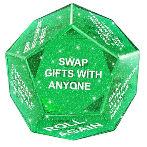 Santa Swap Gift Exchange Dice Xmas Stocking Stuffers 2025 Snowflake Exchange Game 12 Sided Dice for Holiday Parties Family Gatherings & Office Events with Themed Gameplay Actions