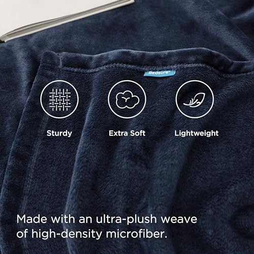 image for Bedsure GentleSoft Navy Blue Throw Blanket for Couch - 300GSM Soft Coz
