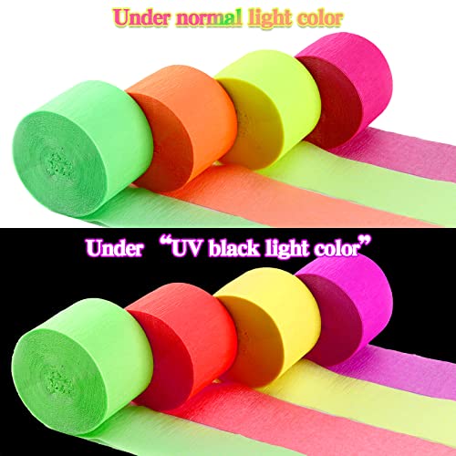 Image of Outus 1181ft Glow in The Dark Party Streamers Neon Party Crepe Paper Rolls