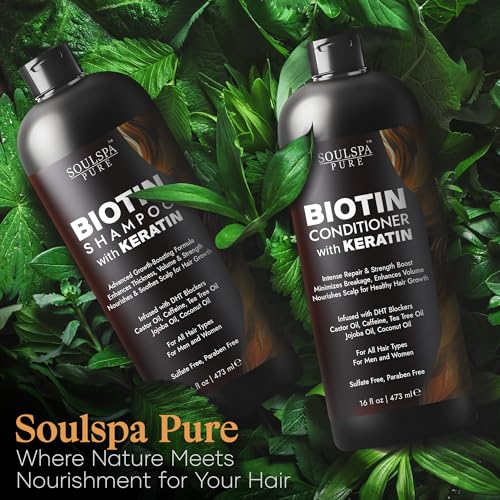 Soulspa Pure Biotin Shampoo And Conditioner Set With Keratin - Advanced Anti-Thinning, Hair Growth Shampoo And Conditioner Combo Repair Formula thumb #7