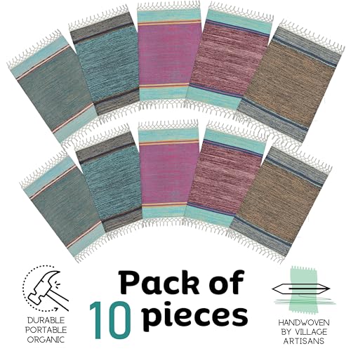 Image of Anti Slip Door Mat, Pure Cotton, 40X60 cm, Water Absorbing, Machine Washable Floor Mats, Best use in Bathroom, Kitchen, Bedroom etc. Multicolor. Pack of 10