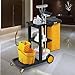 TUFFIOM Commercial Traditional Cleaning 3-Shelf Janitorial Cart, 500 Lbs Capacity Housekeeping Cart, Wheeled with Yellow VinylBag and Cover w Lid, Black,