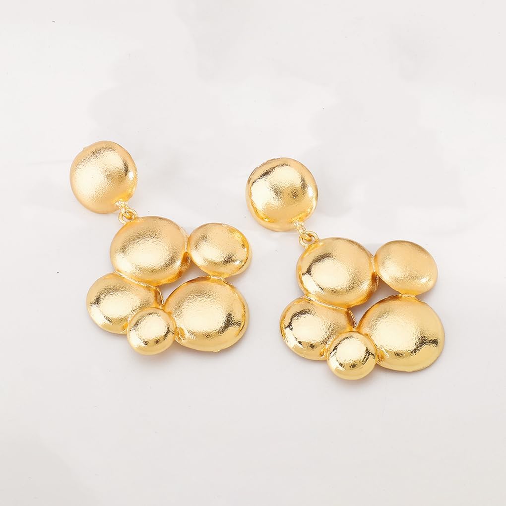 Gold Ball Earrings for Women,Chunky Cluster Ball Dangle Earrings,Big Beaded Drop Earrings Y2k Earrings - Image 7