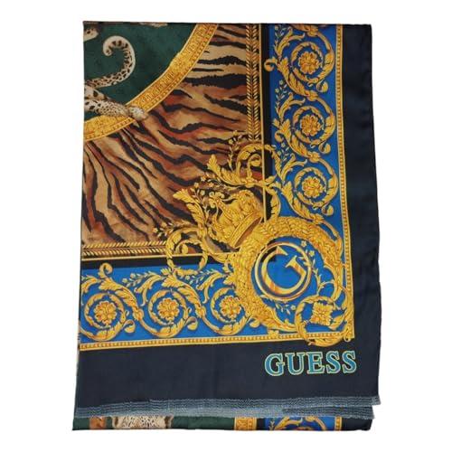 Guess Écharpe Bleu Multi Femme, bleu, Taille unique