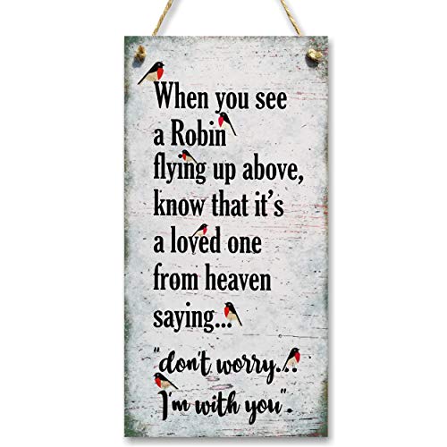 CARISPIBET Letrero decorativo para el hogar, mensaje conmovedor y amable con texto en inglés "When you see a Robin", 30,5 x 15,2 cm