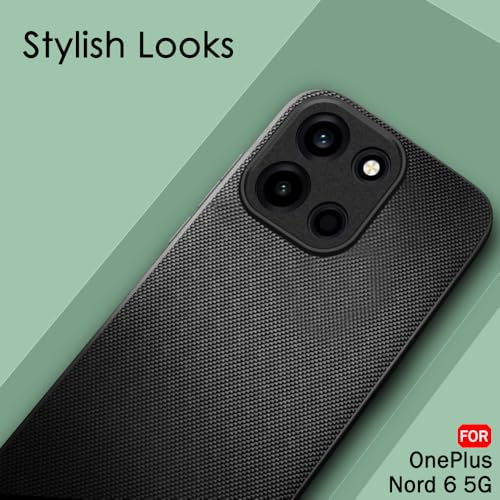 Image of TheGiftKart Back Cover Case for OnePlus Nord 6 5G | Slim & Lightweight | Ultra-Premium Design | Camera Protection Bump | Fabric Texture Case Cover (PC & TPU, Black)