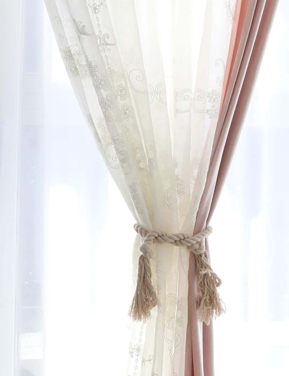 Lactraum Vorhänge Wohnzimmer Weiß Tranparent Bestickt Vintage Klassische Voile Normal mit Universalband 300 x 245 cm