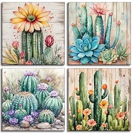 4pcs Cactus Canvas Wall...