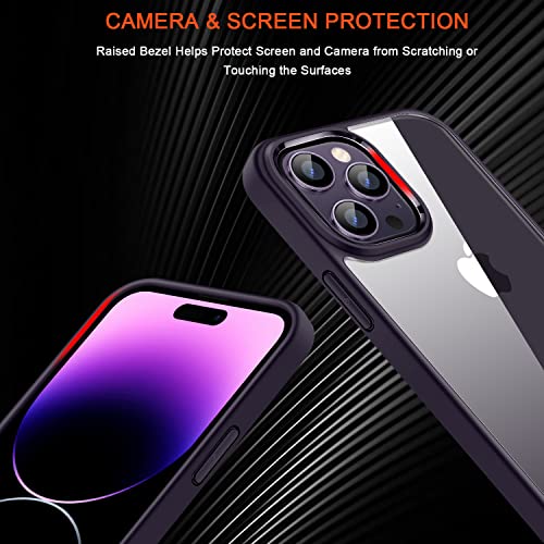 Coque iPhone 14 Pro Max fine protection robuste transparente dos rigide et contour violet - 4