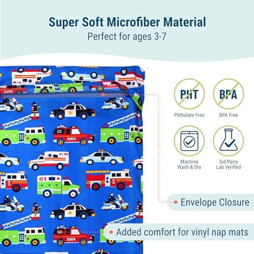 Image of Wildkin Kids Microfiber Nap Mat Cover - Soft, Durable & Fits 1.5 inch Vinyl Sleep Mats (Heroes)
