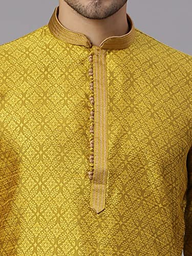 Image of Rajubhai Hargovindas Men's Jacquard Work Kurta Set