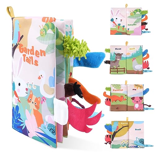 Image of Vicloon Baby Books 0-6 Months, Soft Cloth Books Baby Books Bath Books, Infant Tummy Time Toys High Contrast Sensory Baby Toys Crinkle Squeaky Washable Chewable Non-Toxic Early Educational Book