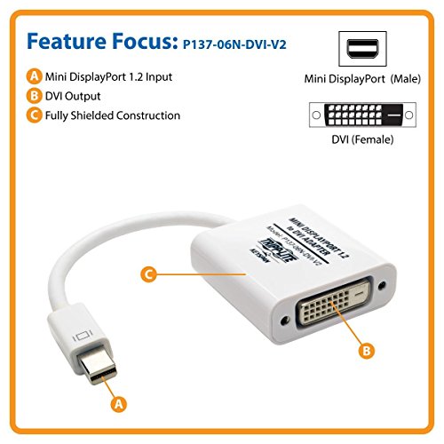Adaptador activo Mini DisplayPort a DVI Tripp Lite 6 pulgadas miniatura 4