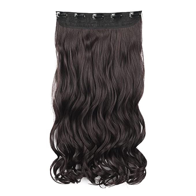 Image of Women Hair Extension Long Curly Wavy Deep Brown 20 Inches Hairpiece With 5 BB Clip /Hair Extension for Women Party