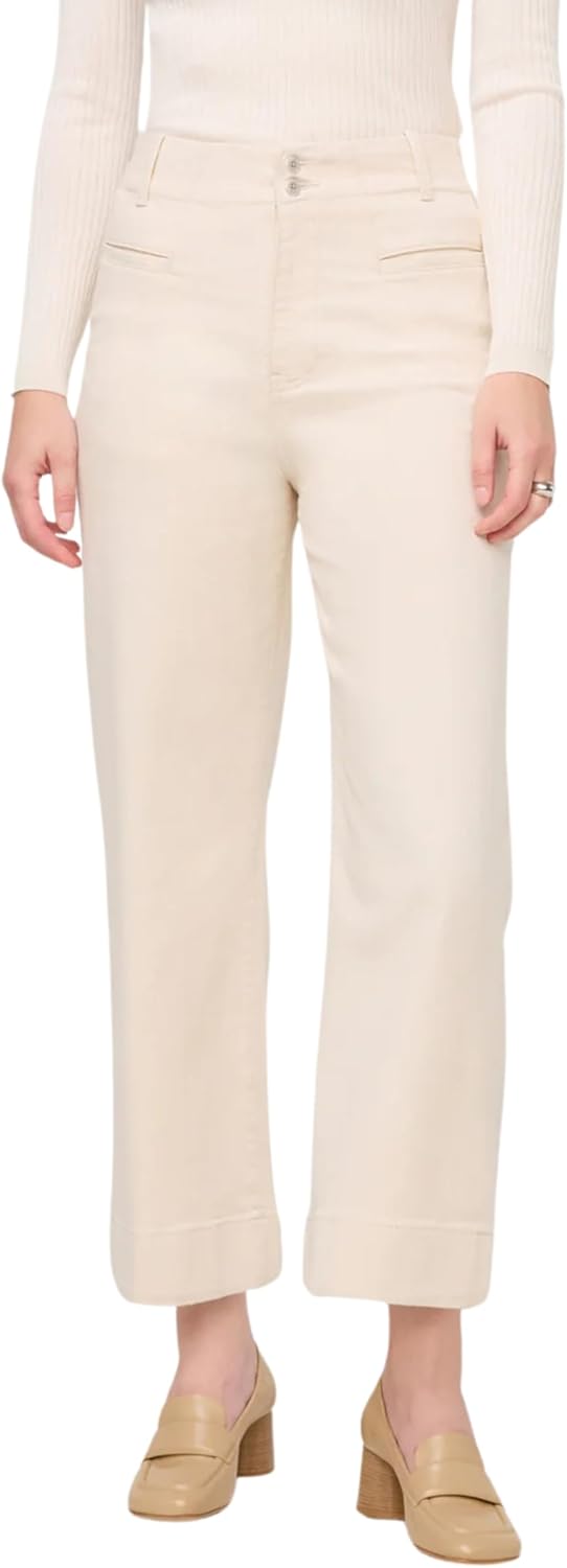DUER Women's LuxTwill High Rise Trouser, Wide Leg Stretchy Pants, Soft Cotton Work Jeans, Breathable Clothing