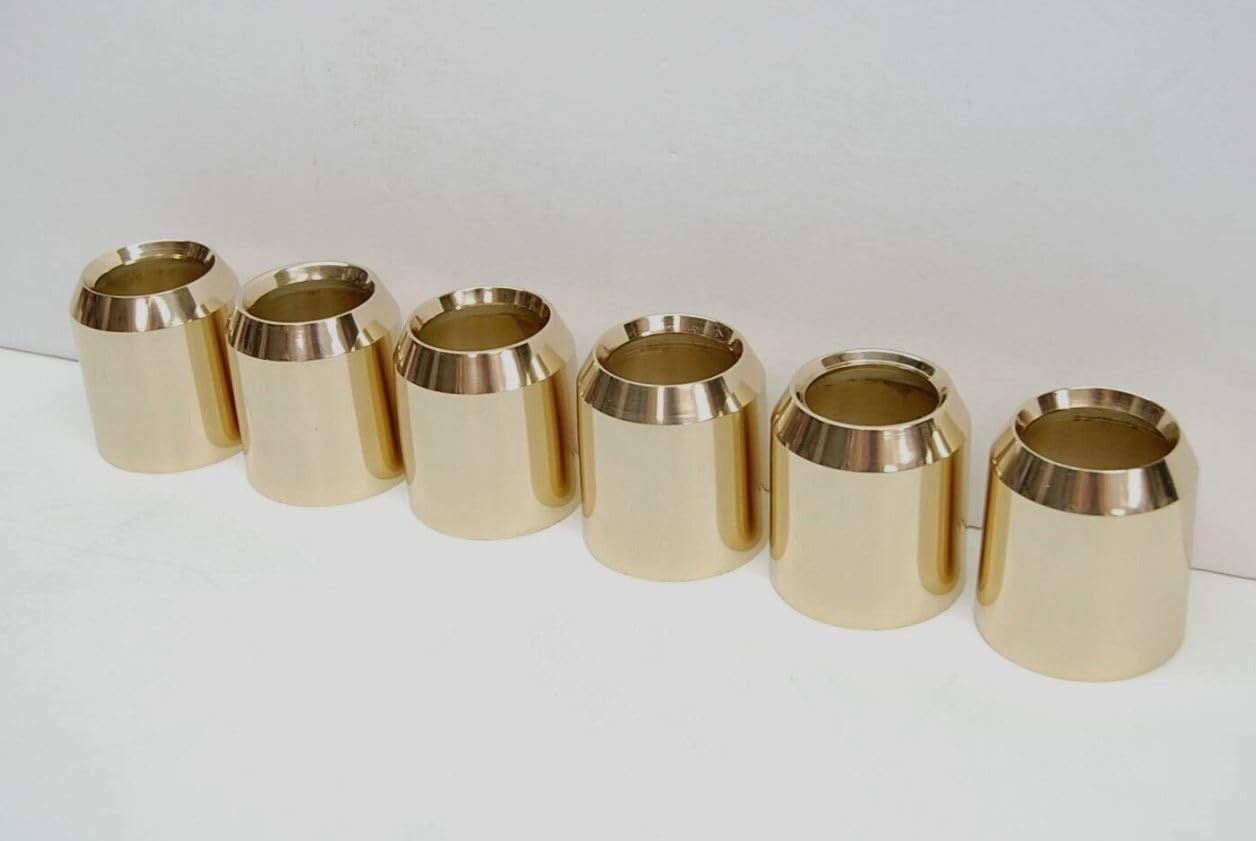 Set of 6 Solid Brass Candle Followers, Toppers for 2" Diameter Candles (6 Pieces)