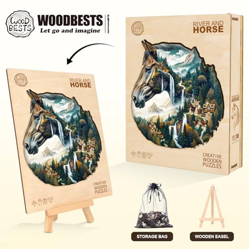 Puzzle de Madera para Adultos Río y Caballo Rompecabezas de Madera Forma Única 100 Piezas miniatura 5