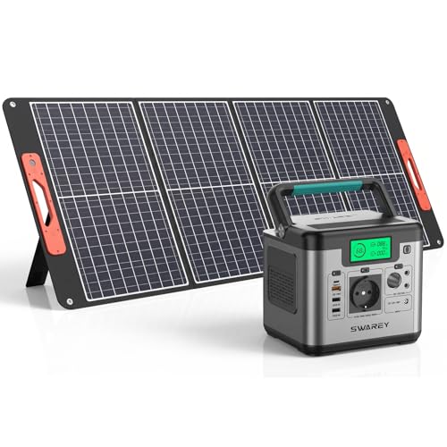 SWAREY Tragbares Powerstation S500 mit 100W Solarpanel, 518Wh Solargenerator, 500W(Spitze...