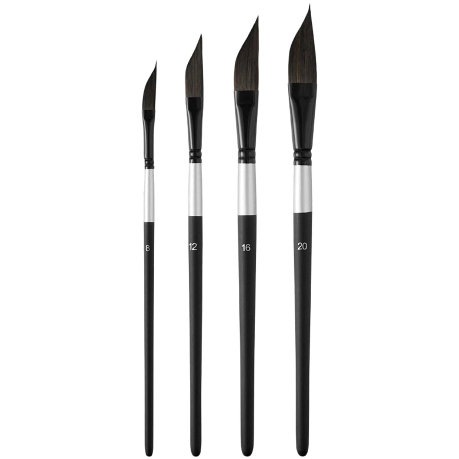 Xhctnb Black 4Pcs Dagger Brush Set, Dagger Tip Watercolour Brushes, Daggers Tip Artist Paint Brushes Set For Acrylic, Oil, Watercolour Art,