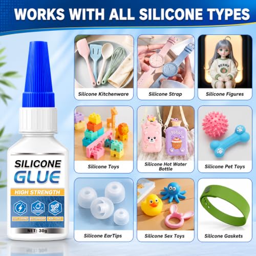 Image of Silicone Glue Clear, 30g Strong Adhesive for Rubber, Liquid Silicone, TPU, TPR & TPE, Fast Curing, Waterproof, Flexible Bonding