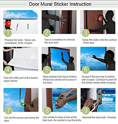 3D Self-Adhesive Stained Glass Window Door Murals Sticker, Tattoo Decor The Head of Magnificent Rar, Vinyl Wall Stickers Door Decal for Home Room Decoration, W30.3 x L78.7 Inch