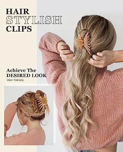 OPAUL Hair Clips for Thick Hair, 4 Pack - Extra Large Hair Claw Clips for Women, 4.75" Hair Accessories for Women Girls Gifts, Neutral 4 Colors: Blonde, Caramel, Chestnut, Black2