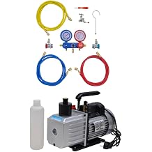 Mangloder Vakuumpumpe 100 L min 2 Wege Verteiler Manometer f r Klimaanlage Zubeh r 220 V 50 Hz 4 5 CFM Aluminiumgeh use 3 Schl uche tragbar f r Installation und Reparatur