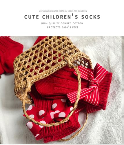 kiobrvhe Christmas Socks Thicken Thermal Winter Warm Holiday Cotton Red Socks 6-Pairs Pack Toddler Children Gifts3