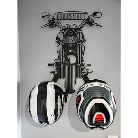 PLTZCRAFT Custom Motorcycle Helmet Holder Metal Art, Personalized Motorcycle Sign, Motorcycle Gifts for Men, Motorcycle Guy Gift, Fathers Day Gift, Gift for Him, Gift for Dad, Biker Helmet Cover