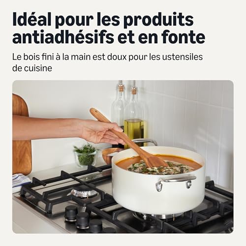 Amazon Basics Ustensiles de Cuisine en Bois , Lot de 6 Pièces, Bois d’Acacia, Préhuilés, Compatibles avec les Poêles et les Casseroles – Image 5