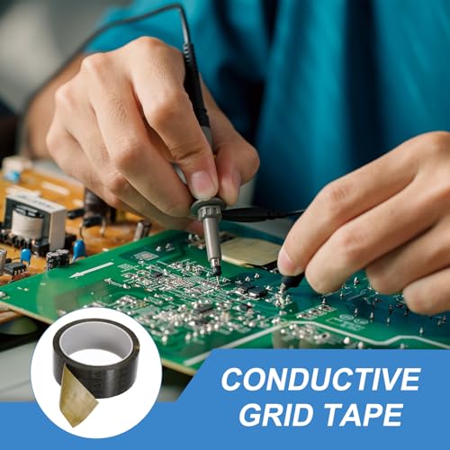 Image of PATIKIL Antistatic Tape, 2.36 Mil Thick, 1-9 /16 Inch x 39 Yards Conductive Adhesive Grid ESD Tape for Circuit Board Laptop Mobile Phone Communication Electronics Parts Black /Yellow