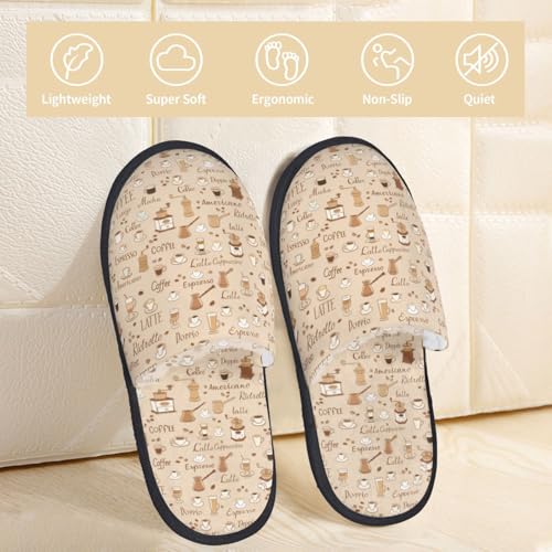 Coffee Time Print House Slippers For Women And Men,Soft Slippers With Memory Foam,Non-Slip Indoor Home Shoes2
