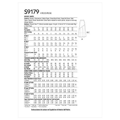 Simplicity H5 (6-8-10-12-14) SS9179H5 Misses' Skirts with Asymmetrical Seam & fit & Flare Hem4
