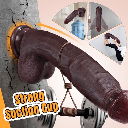 Image of Coocfan 10.8 inch Huge Silicone Dildo Sex Toys, Dual-Layer Realistic Brown | Big Black Dildos for G-Spot & Anal Play,Sex Toy with Strong Suction Cup,Unisex Strap-On Compatible for Couples,Men & Women