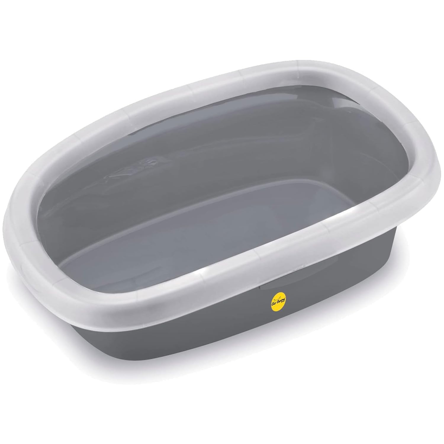 CAT CENTRE Jumbo Open Cats Litter Tray Wide Rim Grey 58cm Easy Access Box Extra Deep Quick Cleaning Pets Toilet Anti-spillage Loo Premium Quality Durable Safe Plastic Modern Design Made in Italy