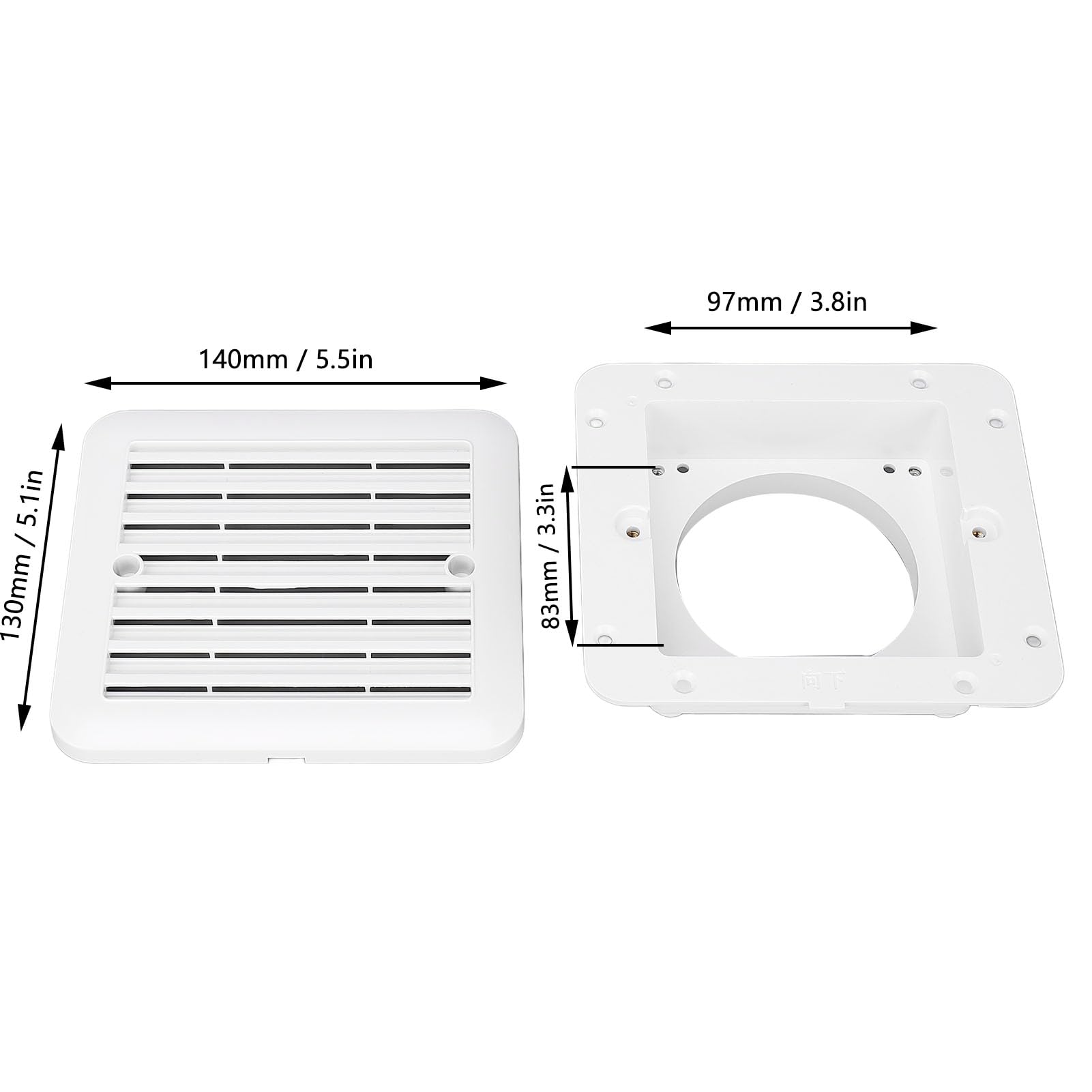 Luocute Grille de Sortie d'air pour Camping-Car, Grille D'aération Latérale Résistante à l'eau pour Camping-Cars, Camping-Cars, Bateaux, Yachts, échange d'air Rapide pour Cuisines,