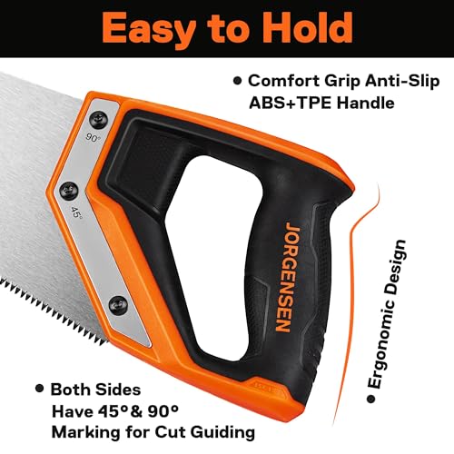 JORGENSEN 15 Inch Pro Hand Saw, 8 TPI Fine-Cut Ergonomic Non-Slip Aluminum Ultrasonic Welding Handle for Sawing, Trimming, Gardening, Woodworking, Drywall, Plastic Pipes - Image 5