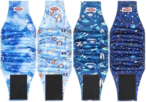 Washable Belly Bands for Male Dogs (Pack of 4), Dog Belly Band Male, Male Dog Diapers Reusable, Washable Dog Belly Wrap, Medium
