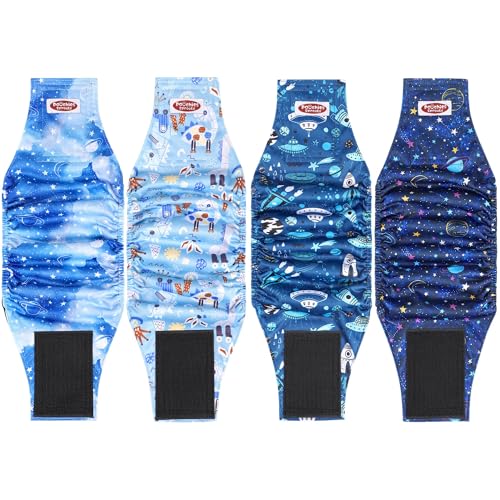 Poochies Sprouts Washable Belly Bands for Male Dogs (Pack of 4), Dog Belly Band Male, Male Dog Diapers Reusable, Washable Dog Belly Wrap, Medium