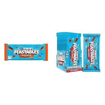 MrBeast Feastables Milk Crunch & Peanut Butter Bars Bundle, King Size, 20 Count, Crispy & Peanut Butter Chocolate Candy, 2.1oz Each
