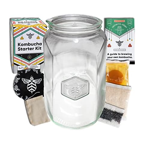 Craft A Brew Home Brewing Starter Kit Kombucha Tea Starter Kit – Home Kombucha Kit – Fermentation Starter with Kombucha SCOBY – 1 Gallon Cover