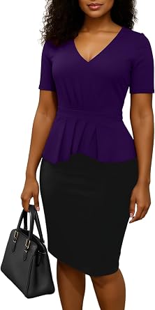 ZonJie Womens Wear to Work Dresses Elegant Short Sleeve Work Business Office Church Bodycon Pencil Dress