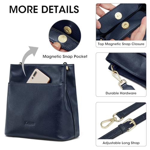 Image of Kattee Leather Handbags for Women 2026, Soft Shoulder Tote Crossbody Purses Bucket Bags with 2 Detachable Straps