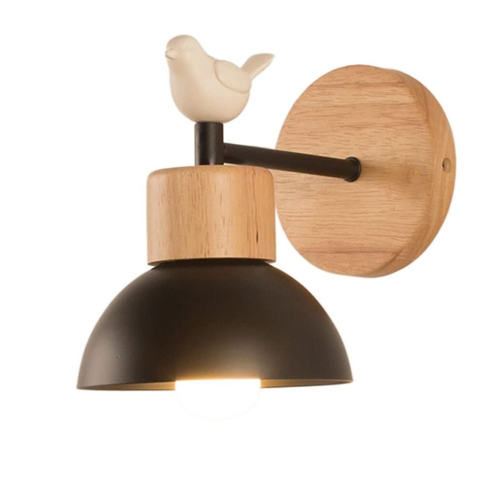 KHUKHU Nordic Wall Light Bedroom Wall Lamps & Sconces Decoration Ceiling Light Fixtures Wall Sconce Light Fixture Led Creative Wood Corridor Children's Bedside Lamp(Dark,B)