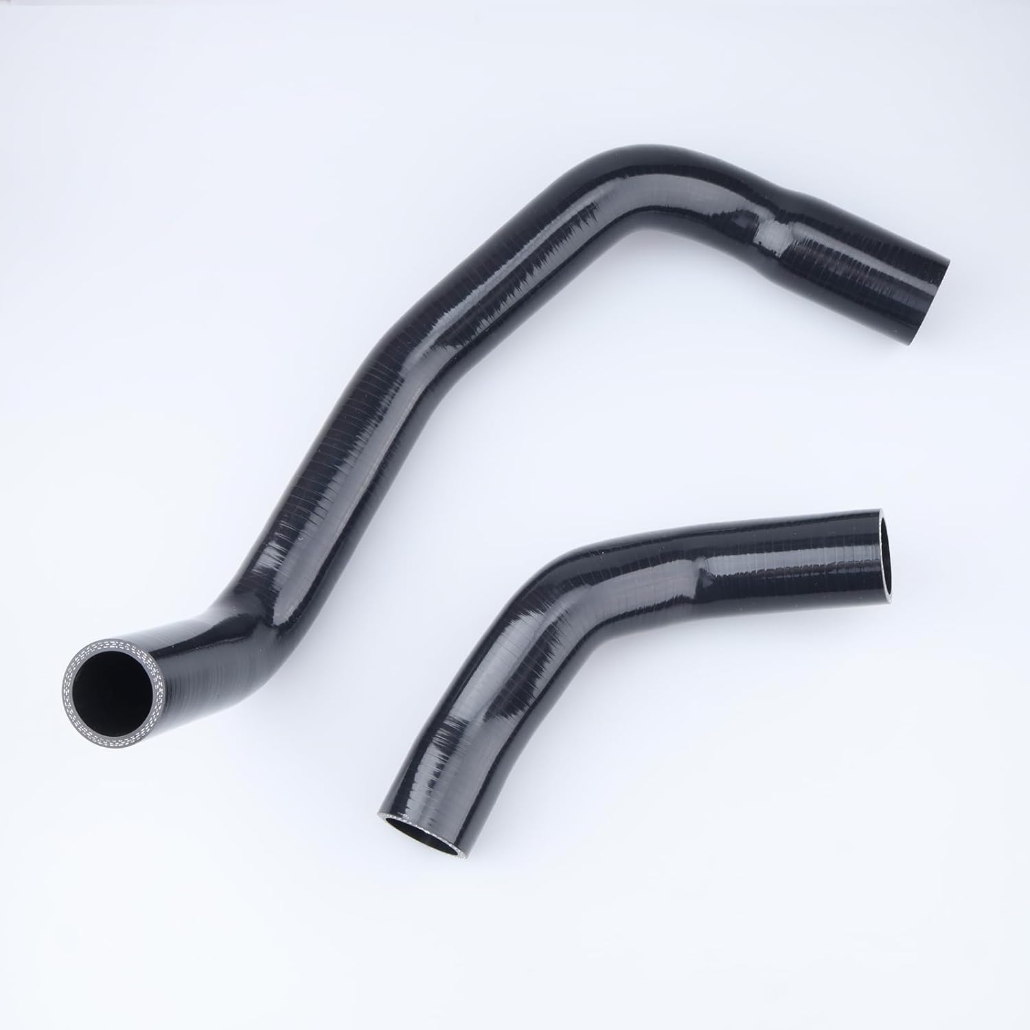 AC PERFORMANCE Silicone Cooling Radiator Hose Kit Compatible with RB26 R32 GTR, Black 2PCS with SS304 Clamp Set