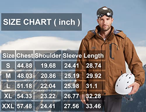 Image of ELLSWOS Men's Waterproof Ski Jacket Winter Snow Coat Warm Hooded Raincoat Windproof Windbreakers