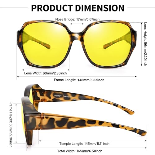 URUMQI Night Vision Driving Glasses HD Polarized, TR90 Lightweight Anti-glare Nightsight Glasses for Driving - Yellow Lens3