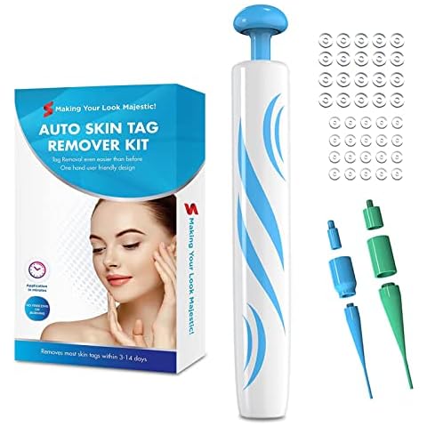 2 in 1 Auto Skin Tag Removal, Painless Skin Tag Remover Kit with 40 Micro and Regular Skin Tag Bands, Skin Tag Removal Pen Device to Remove 2mm - 8mm Skin Tag Cover